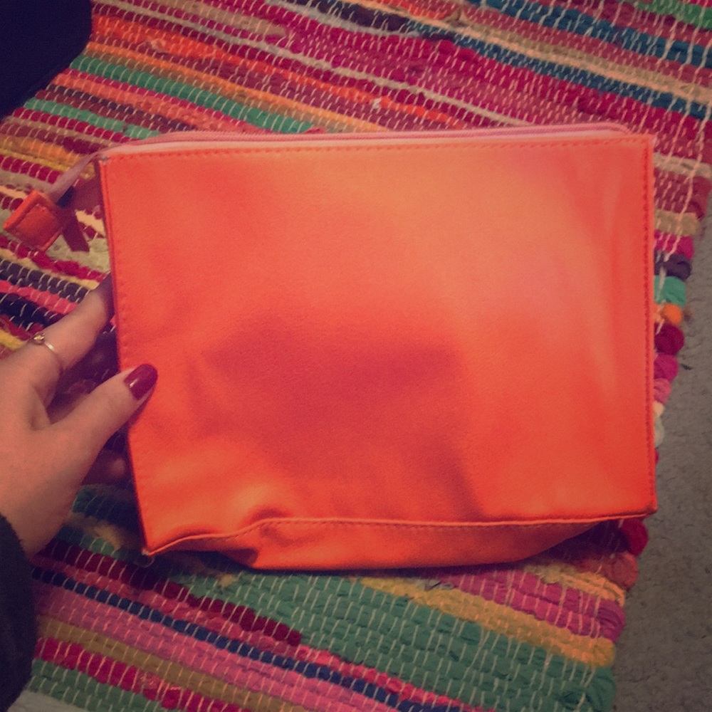 Large Orange Cosmetic Bag